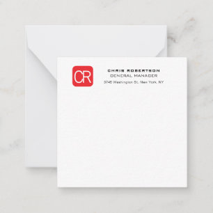 Monogrammed Red White Professional Plain Card