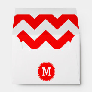 Monogrammed Red Zigzag Pattern Envelopes