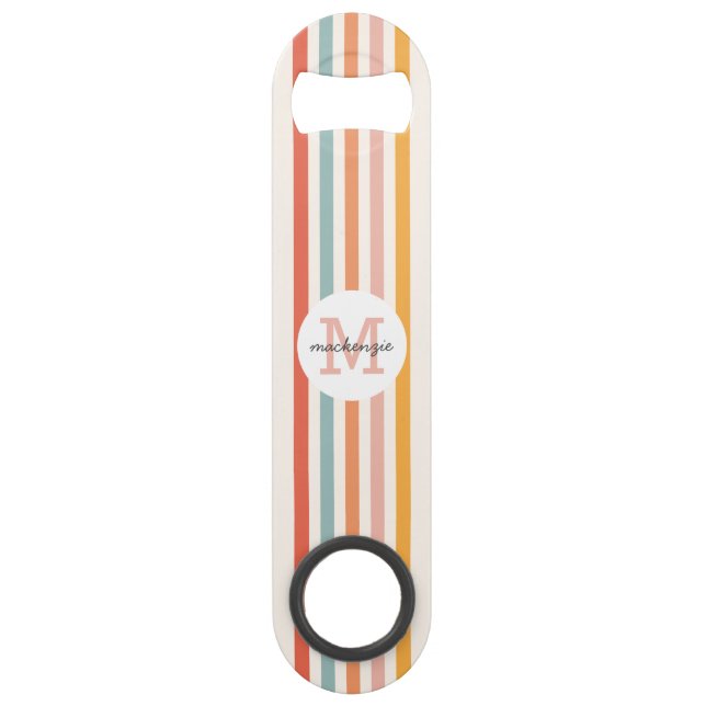 Monogrammed Retro Colourful Stripes Personalised (Front)