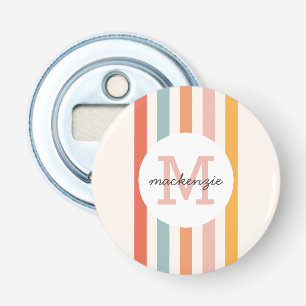 Monogrammed Retro Colourful Stripes Personalised Bottle Opener