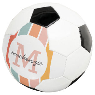 Monogrammed Retro Colourful Stripes Personalised Football