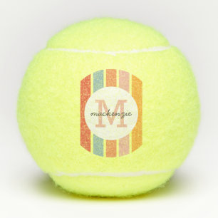 Monogrammed Retro Colourful Stripes Personalised Tennis Balls