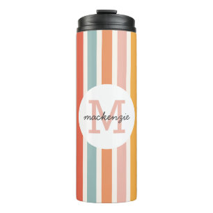 Monogrammed Retro Colourful Stripes Personalised Thermal Tumbler