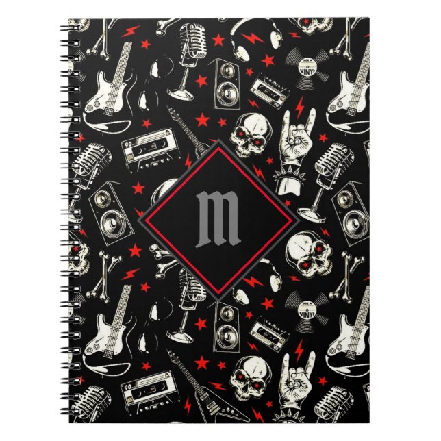 Monogrammed Retro Heavy Metal Notebook (Front)