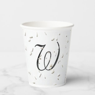 Monogrammed Rice and Lovebirds Paper cup