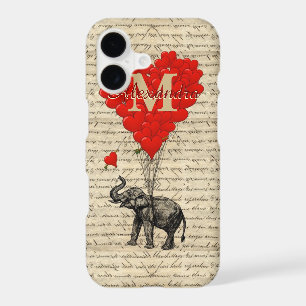 Monogrammed romantic elephant and heart