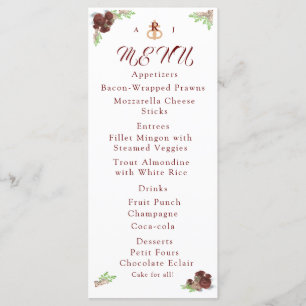 Monogrammed Rose-Corsage Menu Card