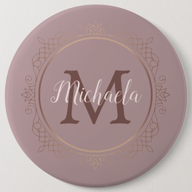 Monogrammed Rose Gold Elegant Modern Template 6 Cm Round Badge (Front)