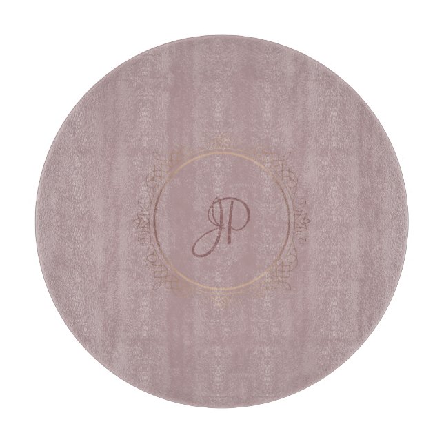 Monogrammed Rose Gold Elegant Template Cutting Board (Front)
