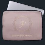 Monogrammed Rose Gold Elegant Template Laptop Sleeve<br><div class="desc">Monogrammed Rose Gold Elegant Template Laptop Sleeve.</div>