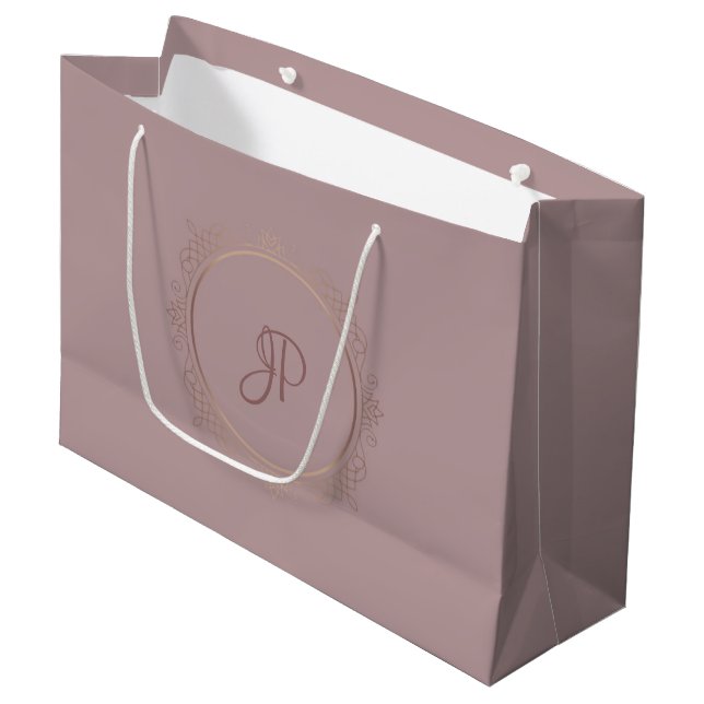 Monogrammed Rose Gold Elegant Template Large Gift Bag (Front Angled)