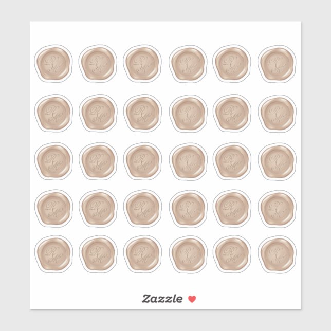 Monogrammed Rose Gold Faux Wax Seals (Sheet)