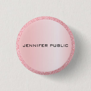 Monogrammed Rose Gold Glitter Look Template 3 Cm Round Badge