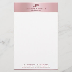 Monogrammed Rose Gold Modern Elegant Template Stationery