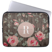 Monogrammed Roses on Wood MacBook Case