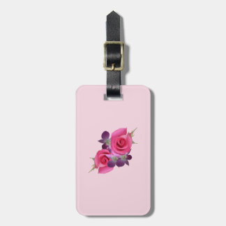 Monogrammed Roses Orchids Luggage Tag