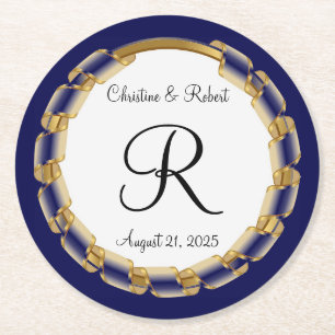 Monogrammed round paper coaster
