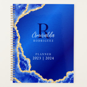 Monogrammed Royal Blue Agate 2023 2024 Elegant Planner