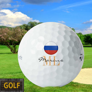 Monogrammed Russian Flag & Russia Golf Balls