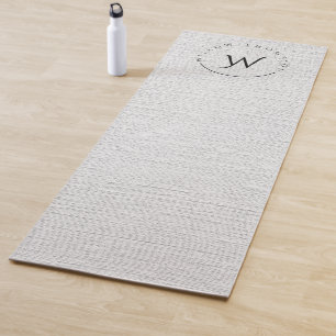 Monogrammed Rustic Grey Linen Elegant Script Yoga Mat