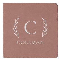 Monogrammed Rustic Terracotta Family Name Elegant