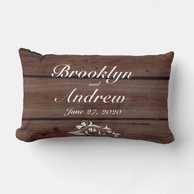 Monogrammed Rustic Wedding Pillows (Front)