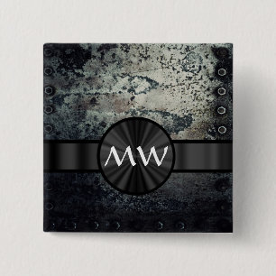 Monogrammed rusty metal 15 cm square badge