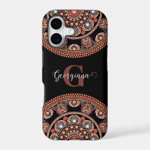 Monogrammed Safari Sunset Bohemian Dot Mandala