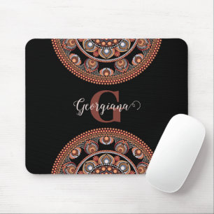 Monogrammed Safari Sunset Bohemian Dot Mandala Mouse Mat