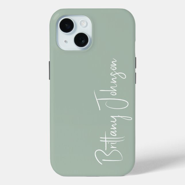 Monogrammed Sage Green Case-Mate iPhone Case (Back)