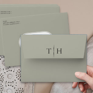 Monogrammed Sage Green Wedding Invitation Envelope
