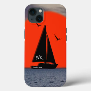 Monogrammed Sailboat with Name on Boat iPhone 13 Case