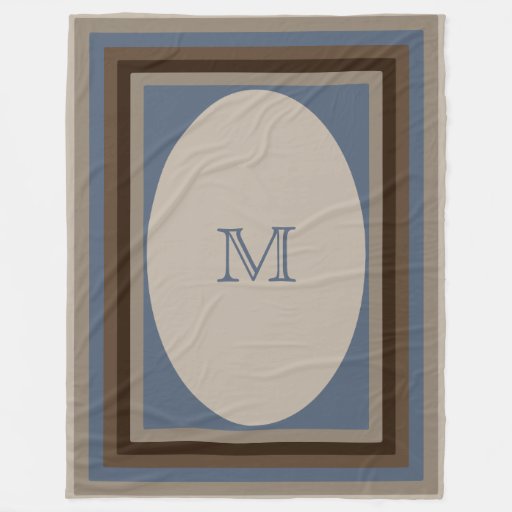 Image of Monogrammed sand blue brown Fleece Blanket