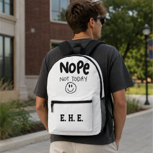 Monogrammed Sarcastic Nope Not Today Bookbag Printed Backpack