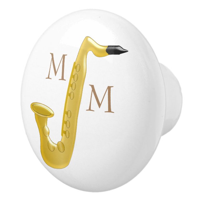 Monogrammed Saxophone Ceramic Knob (Right)