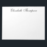 Monogrammed Script Notepad<br><div class="desc">This 11 x 8.5 notepad with 40 pages with your name in a beautiful, modern yet traditional script font in black is perfect for writing notes to office personnel, family, and friends! You will love having it to jot things down on. It makes a great gift for any distinguished woman....</div>