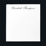 Monogrammed Script Notepad<br><div class="desc">This 5.5 x 6 notepad with 40 pages with your name in a beautiful, modern yet traditional script font in black is perfect for writing notes to office personnel, family, and friends! You will love having it to jot things down on. It makes a great gift for any distinguished woman....</div>