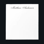 Monogrammed Script Notepad<br><div class="desc">This 5.5 x 6 notepad with 40 pages with your name in a simple, modern yet traditional script font in black is perfect for writing notes to office personnel, family, and friends. Having it nearby will make taking notes or jotting down ideas easy and convenient. It makes a great gift...</div>