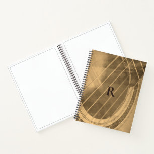 Monogrammed sepia acoustic guitar notebook