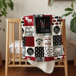 Monogrammed Sherpa Blanket   Lumberjack Wilderness