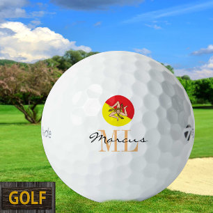 Monogrammed Sicilian Flag & Sicily Golf Balls