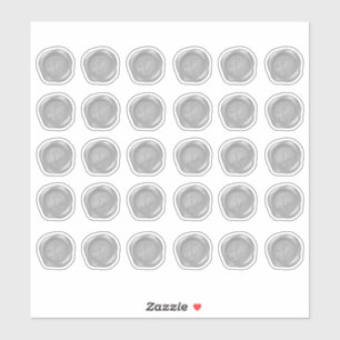 Monogrammed Silver Faux Wax Seals Sticker