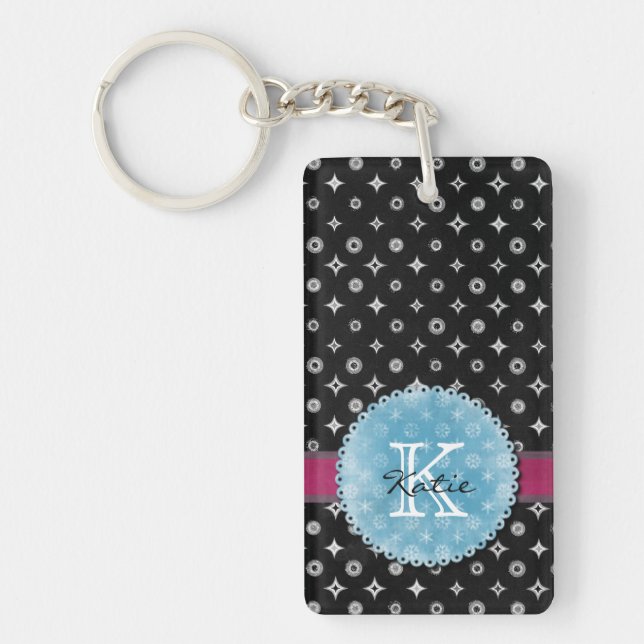 Monogrammed Silver Star Key Ring (Front)