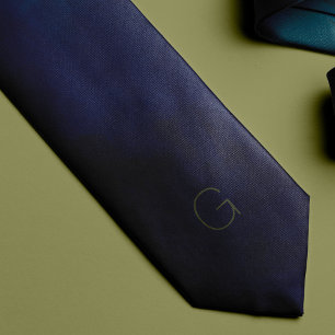Monogrammed simple dark blue elegant tie