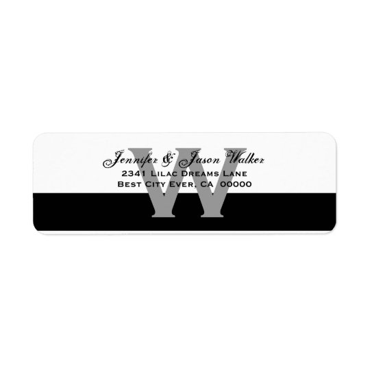 Monogrammed Simple Elegant Black and White Return Address Label