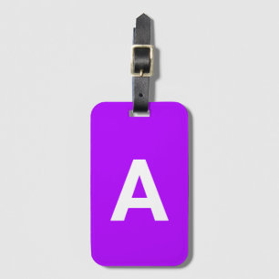 Monogrammed Simple Modern Neon Purple Luggage Tag