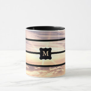 Monogrammed sky scene mug