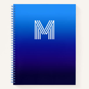 Monogrammed Sky to Midnight Blue Gradient Notebook
