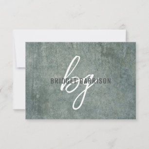Monogrammed Slate Blue Grey Brush Painted Card
