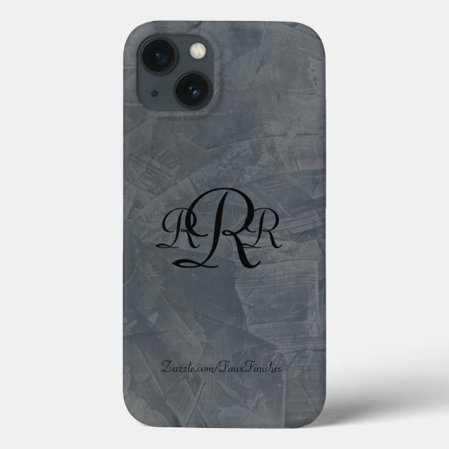 Monogrammed Slate Grey Plaster Patterns Case-Mate iPhone Case (Back)